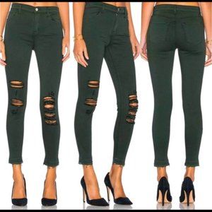 J Brand Distressed Alana cropped jeans Green